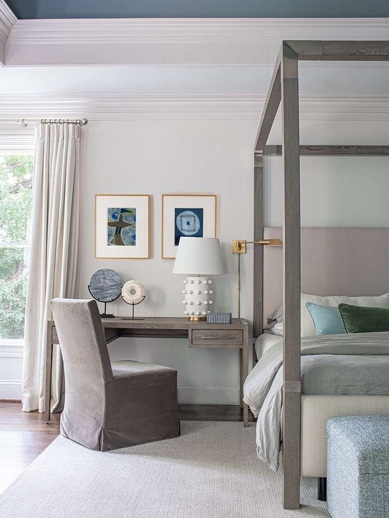 Atlanta’s Top Interior Designer Nesbit Ferry Road Residence Project Master Bedroom Desk as Nightstand Detail View