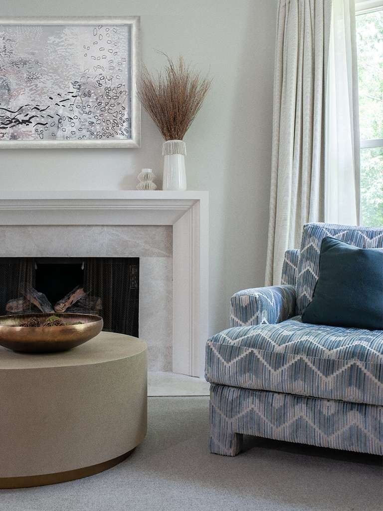 Atlanta’s Top Interior Designer Nesbit Ferry Road Residence Project Master Bedroom Seating Area Detail View